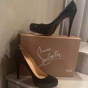 Christian Louboutin Glossy Black Heels with Signature Red Soles